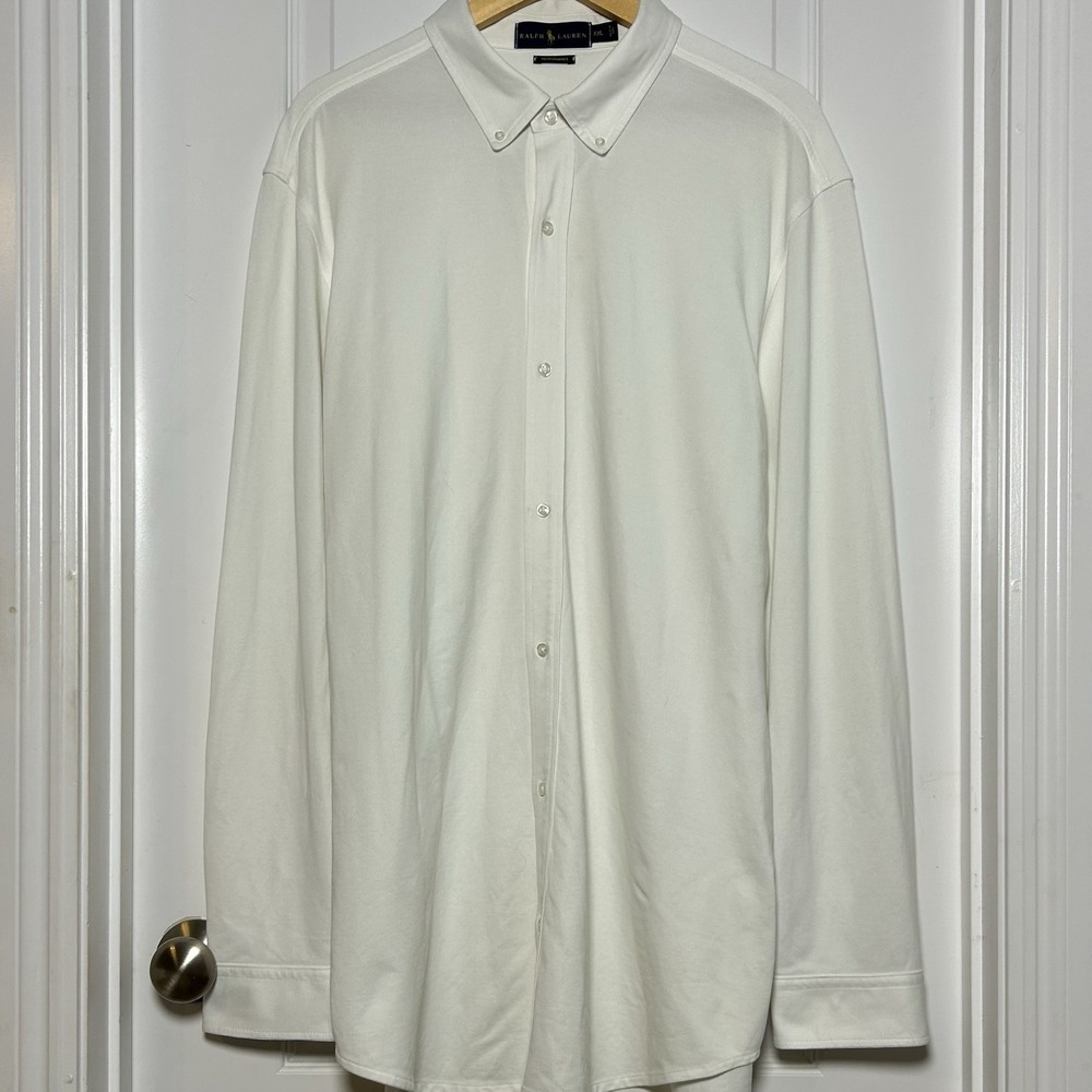 Ralph Lauren Pima Cotton Blend White Performance Long Sleeve Button Up Shirt